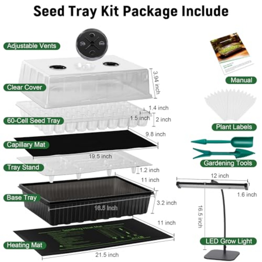 60셀 자가급수 시드 스타터 키트 (성장등 및 열매트  - Seedling Heat Mat 리뷰 및 가격